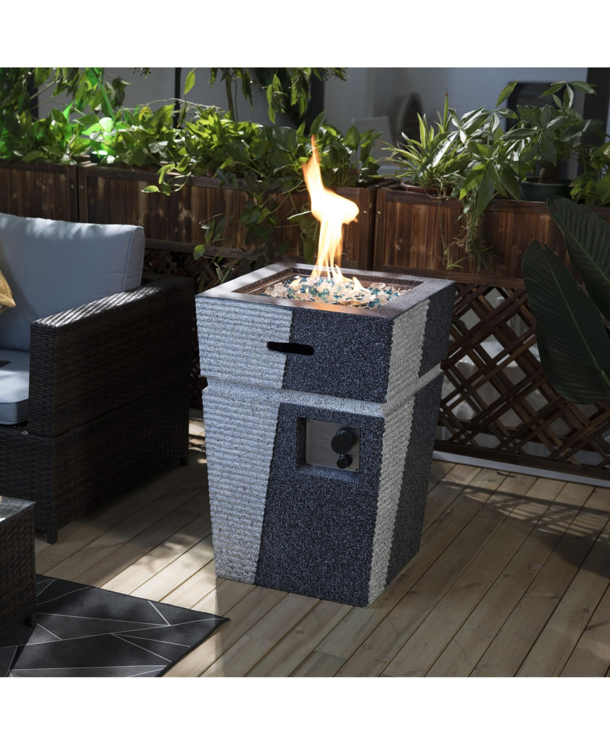 Flynama 20 Inch 40000 Btu Square Propane Gas Fire Pit Table Light Grey Blue Concrete for Patio Deck Garden Backyard - Light grey-blue | Macy's
