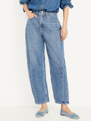 High-Waisted Barrel Ankle Jeans | Old Navy (US)