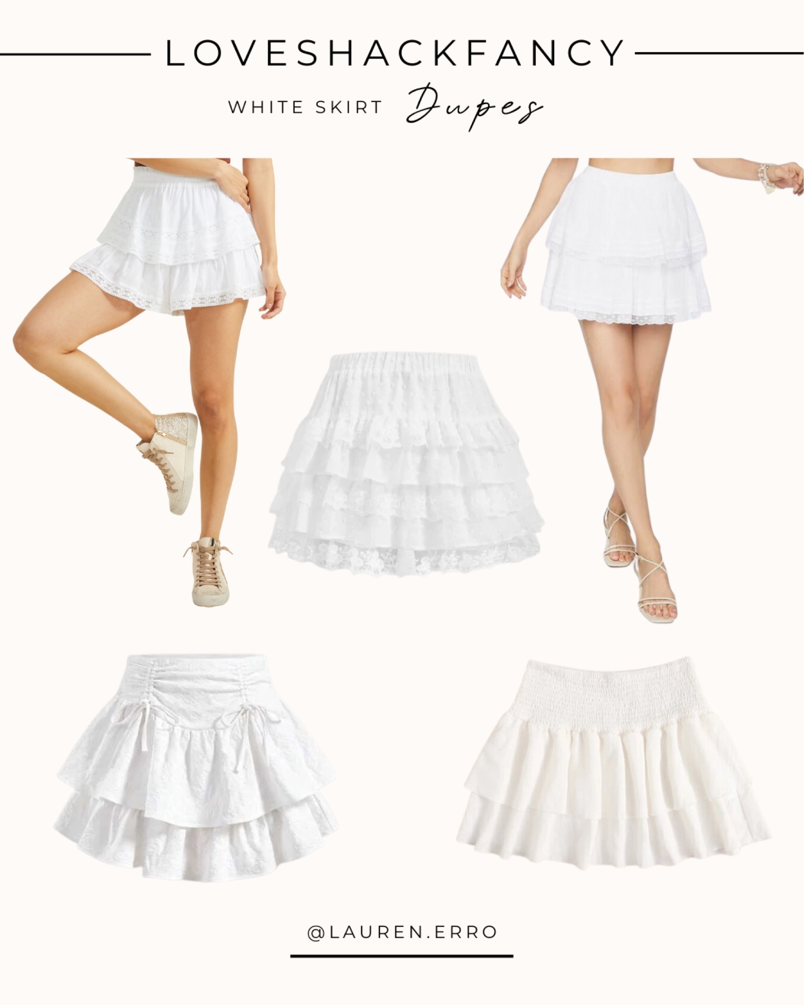 LoveShackFancy inspired white mini skirts. 
.
.
.

LoveShackFancy, dupe, lace, ruffles, shein, lulu’s, Abercrombie and fitch, Amazon 

#LTKunder100 #LTKFind #LTKstyletip