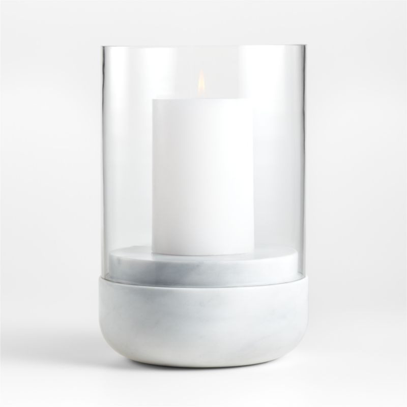 Curve Marble and Glass Hurricane Candle Holder 12.5" + Reviews | Crate & Barrel | Crate & Barrel