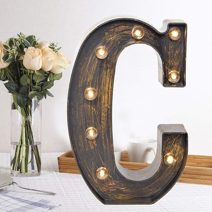 Oycbuzo Golden Black Led Marquee Letter – Industrial, Vintage Style Light Up Alphabet Letter Si... | Amazon (US)