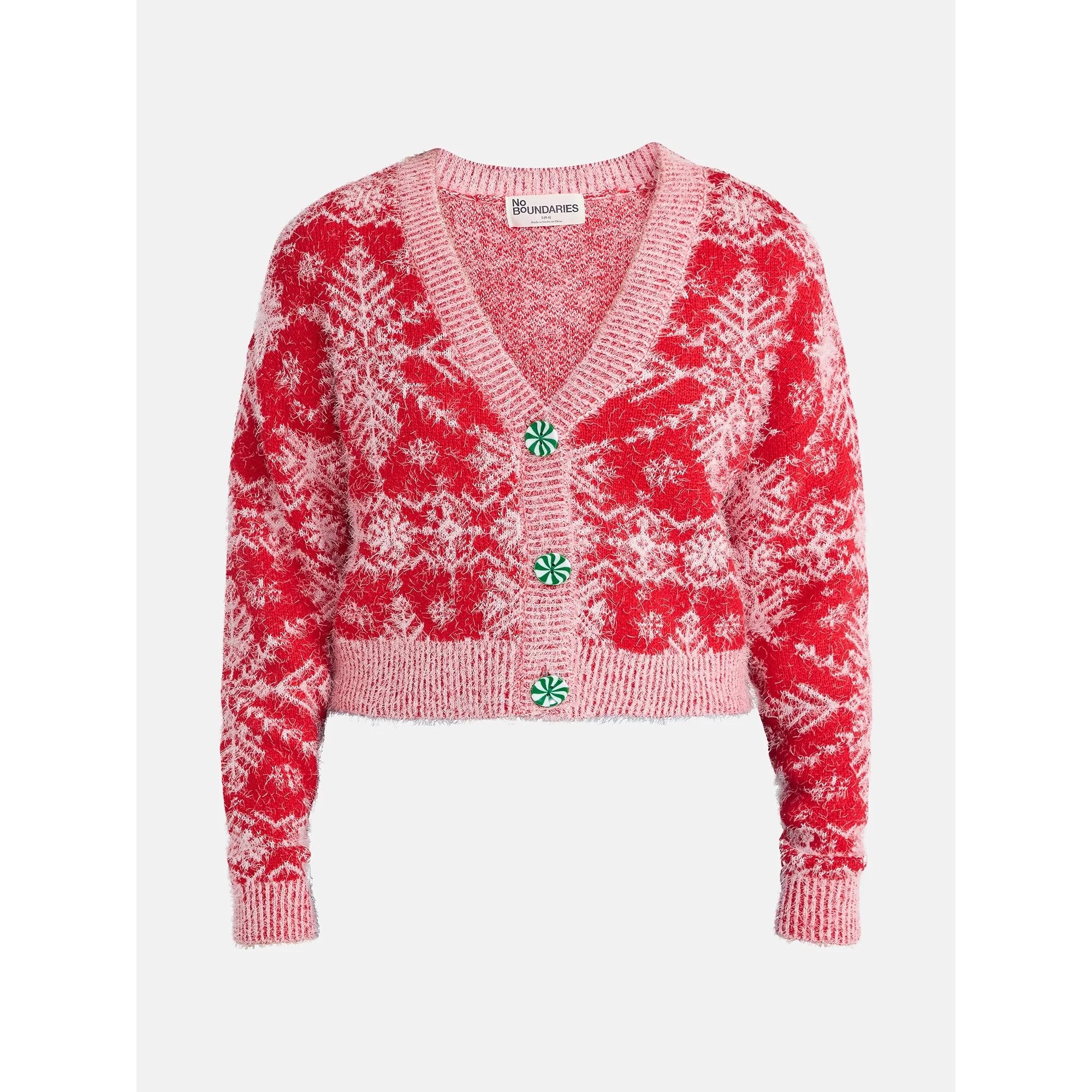 No Boundaries Embroidered Christmas Cardigan, Women's & Women's Plus | Walmart (US)