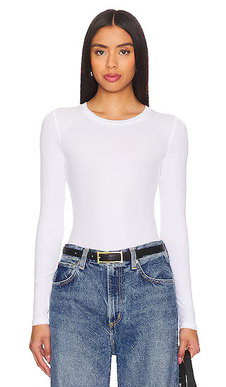 The Ribbed Long Sleeve Top in White | Revolve Clothing (Global)