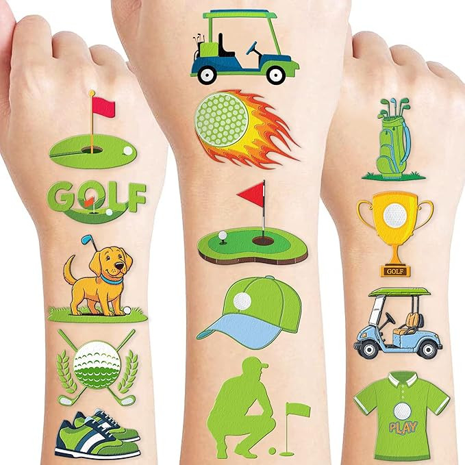 96 PCS Golf Sport Pre-Cut Temporary Tattoos | Super Cute Themed Birthday Party Favors, Supplies, ... | Amazon (US)