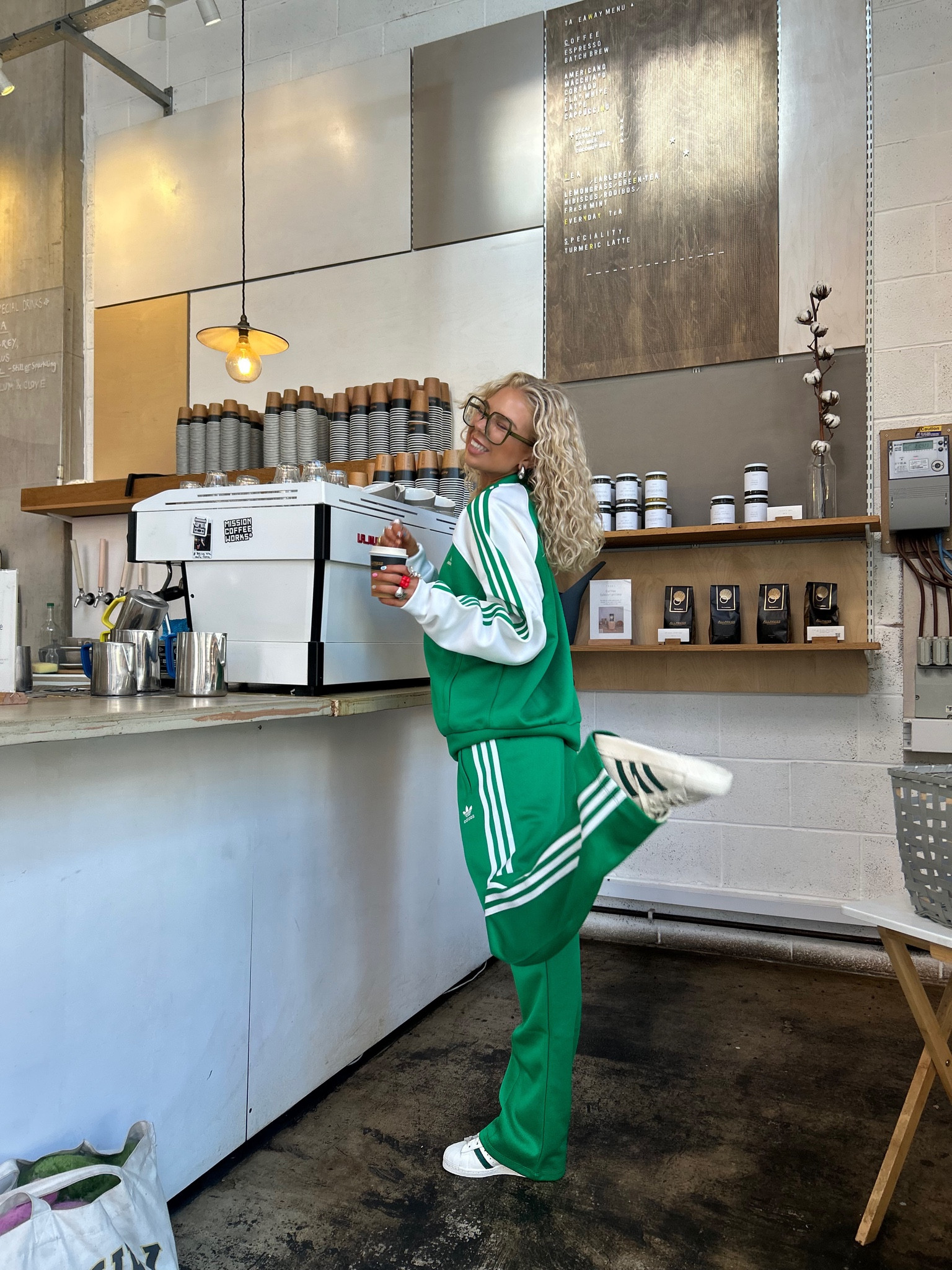 a funky fit and fresh creps, what more could u ask for?💚✨🎧☕️ if u catch me wearing these superstars all A/W mind ya business #adidasoriginals AD