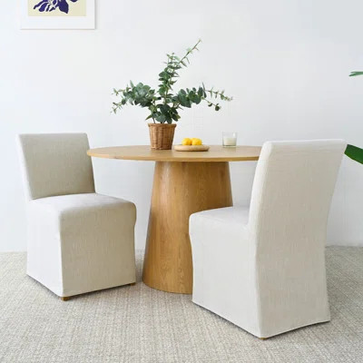 Lussan 18.5" Seat Height Linen Fully Back Solid Wood Upholstered Side Chair | Wayfair North America
