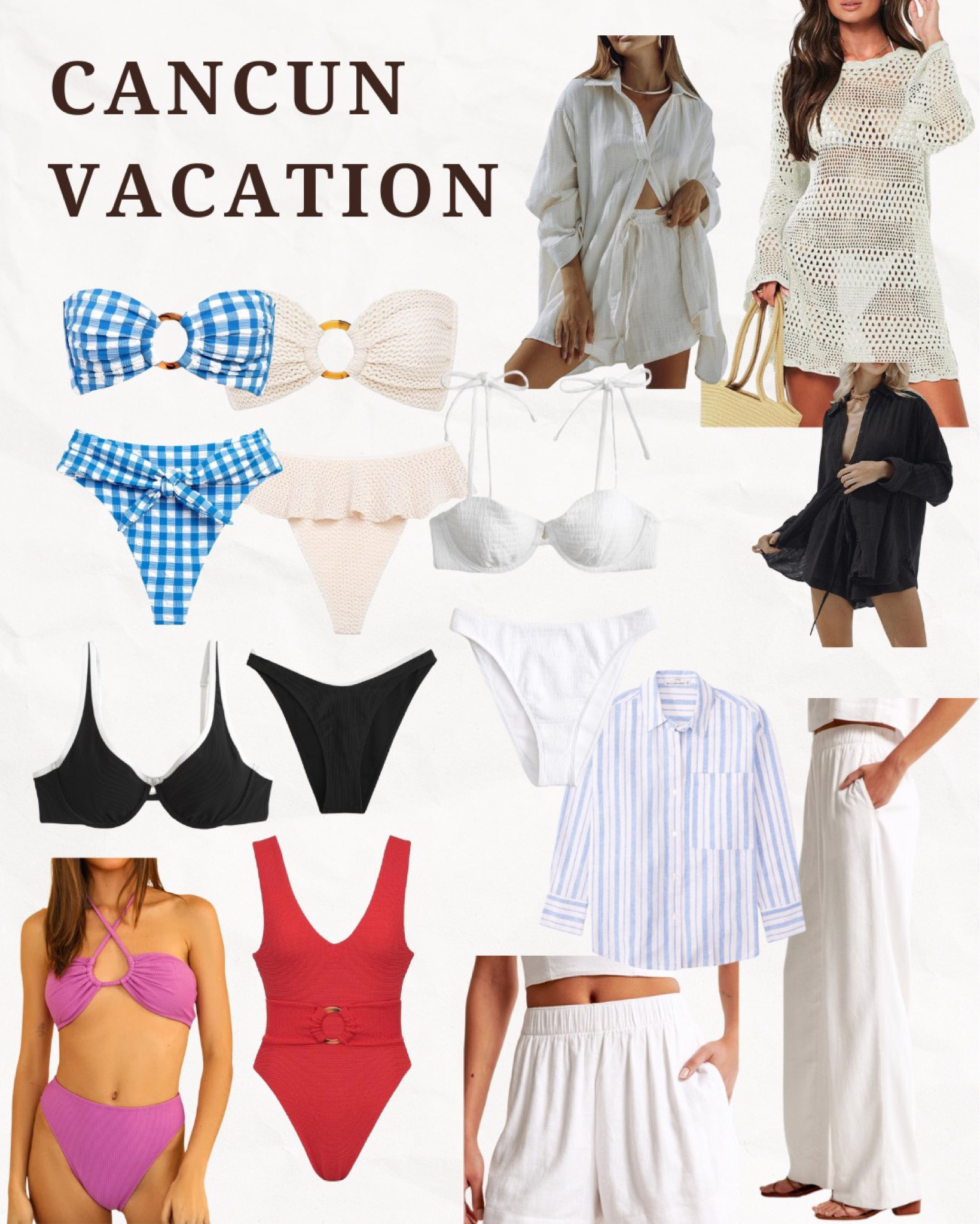 What I took to Cancun (and then some) for a 5 day vacation 🏝️ Some of the most comfortable and appropriate swimsuits with functional coverups! #vacation #beach #mexico 

#LTKtravel #LTKswim