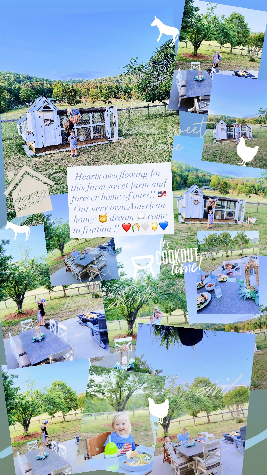 Hearts overflowing for this farm sweet farm and forever home of ours!! 🇺🇸 Our very own American honey 🍯 dream 💭 come to fruition !! ❤️🌾🤍🌟💙