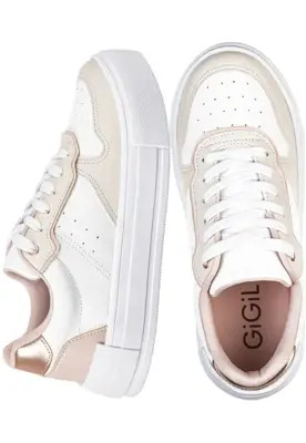 Tenis Casual Feminino Gigil Recortes Retrô Branco/Rosê | Dafiti (BR)