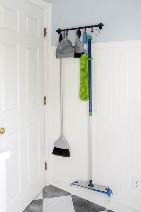 I love behind-the-door storage for flat cleaning items like brooms, mops and dustpans. This is what’s behind the door in my newly renovated laundry room.

#LTKhome