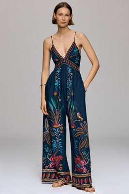 Farm Rio x Anthropologie V Neck Wide Leg Jumpsuit | Anthropologie (US)
