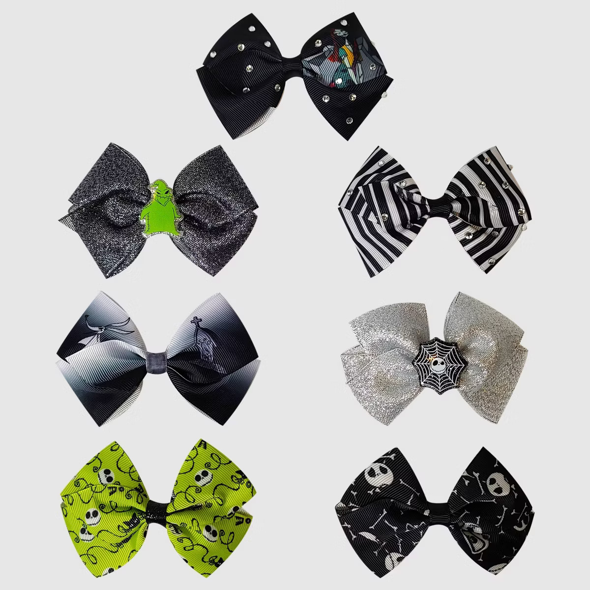 Girls' Disney The Nightmare Before Christmas 7pk Hair Clip Bows | Target