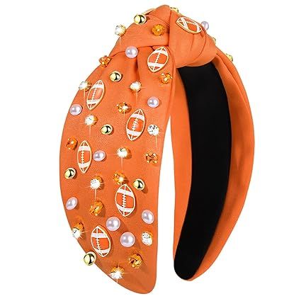 NVENF Football Headband (Orange 1) - Women's Game Day Knotted Headband with Football Charms and C... | Amazon (US)