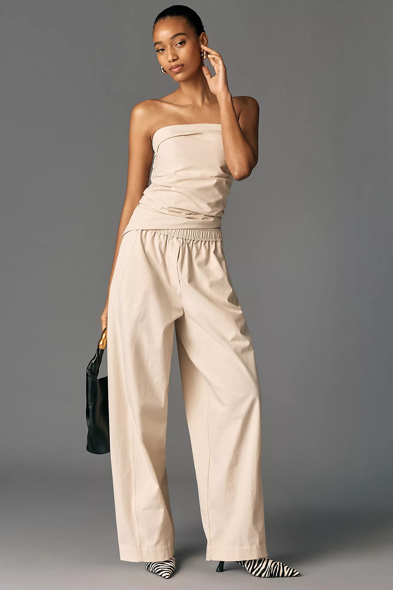 Maeve Sporty Poplin Pull-On Trousers | Anthropologie (US)