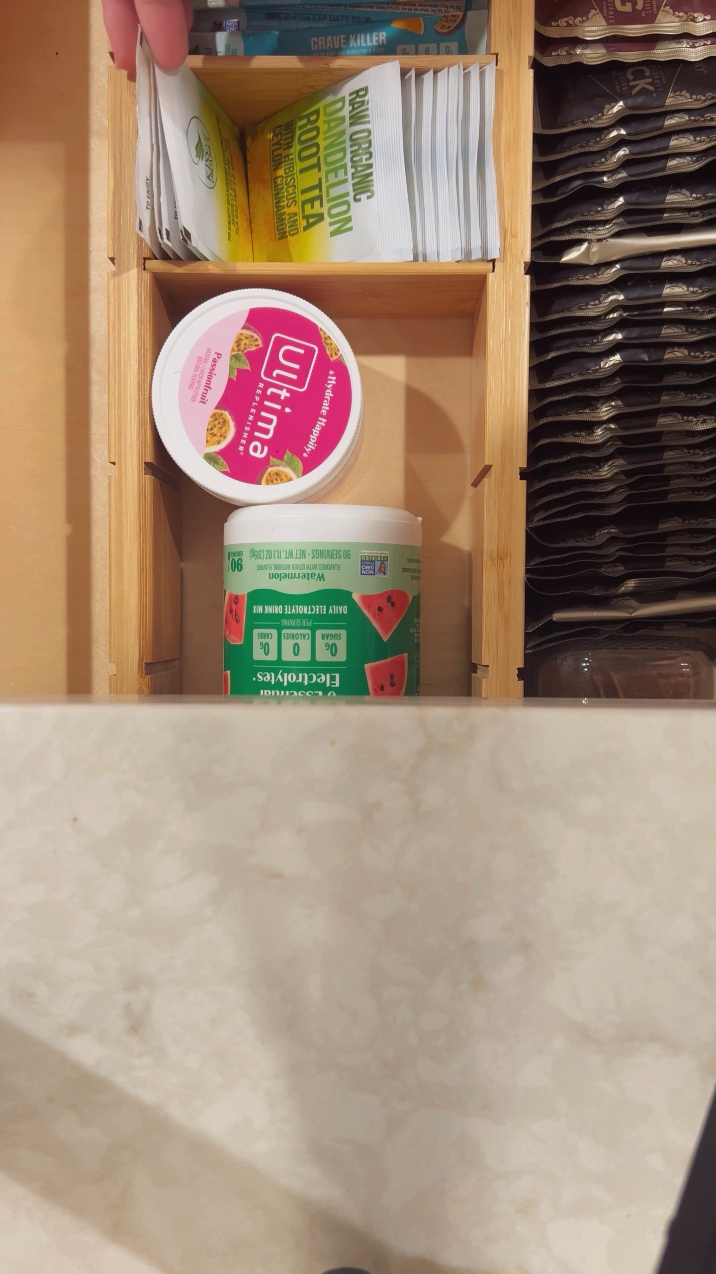 My go-to’s I always keep in stock! 
Kong Coffee, Dandelion Tea, Smooth Move Tea, and my Ultima Electrolytes. 