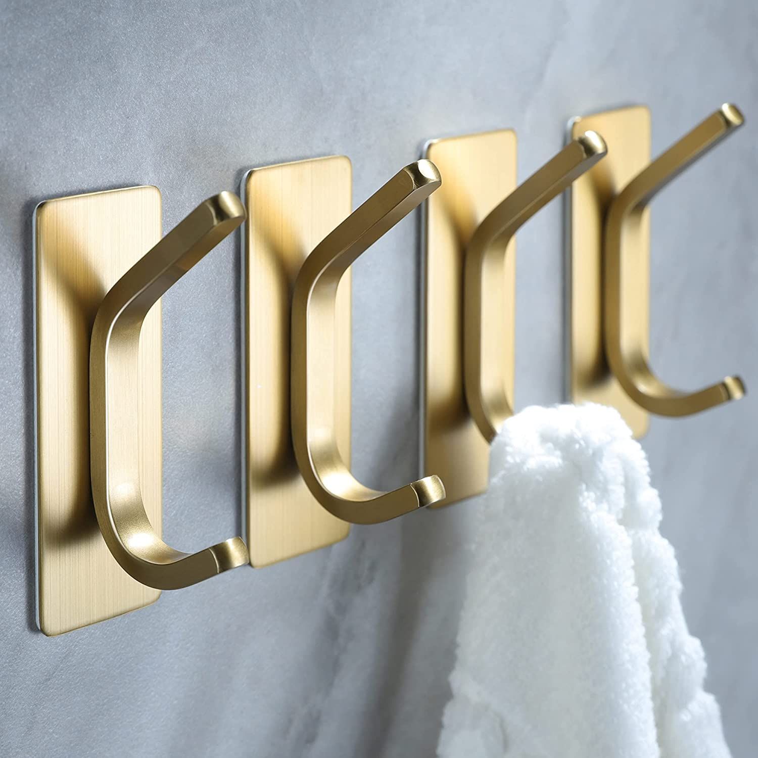 YIGII Towel Hooks/Adhesive Hooks - Brushed Gold Wall Hooks for Hanging Coat, Hat, Towel Robe Hook... | Amazon (US)