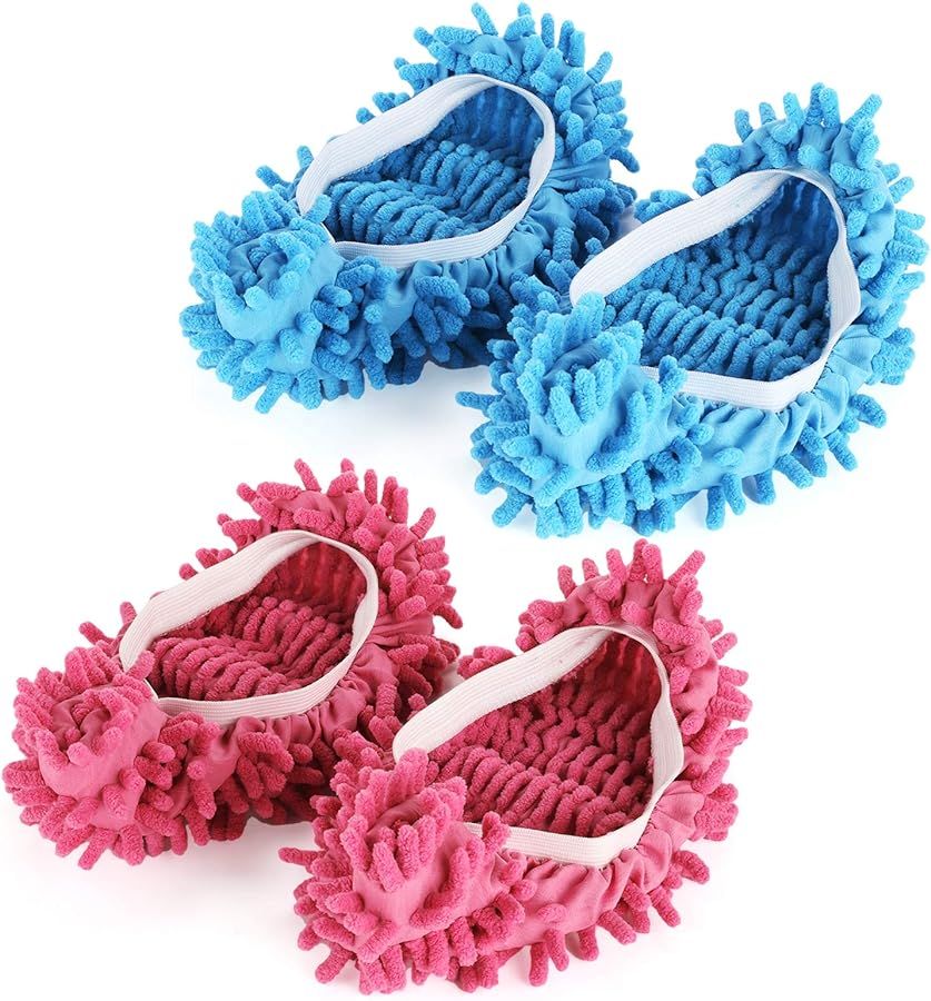 Washable Mop Slippers, Multifunction Microfiber Dust Mop Shoes Slippers Floor Cleaning Shoes Cove... | Amazon (US)
