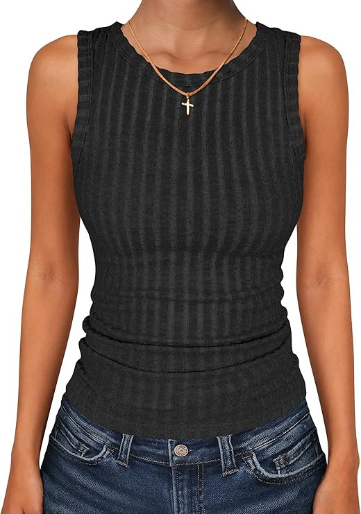 ANRABESS High Neck Tank Tops for Women Sleeveless Shirts Summer 2026 Basic Soft Slim Fit Racerbac... | Amazon (US)