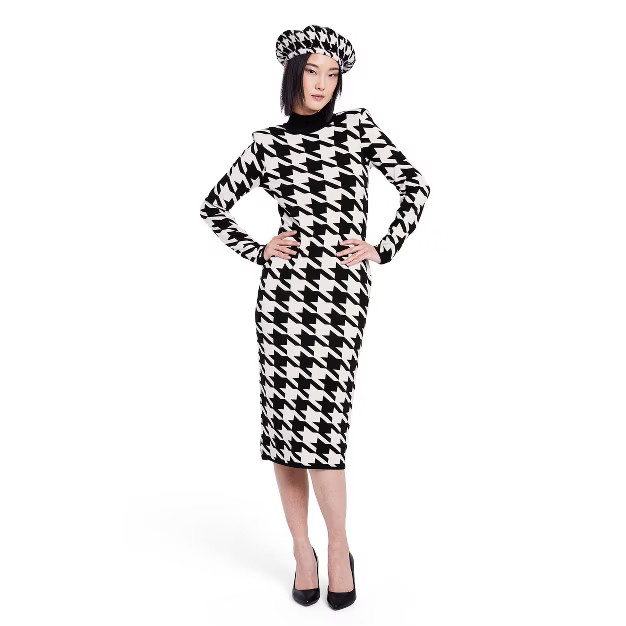 Women's Houndstooth Strong Shoulder Sweater Midi Dress - Sergio Hudson x Target Black/White | Target