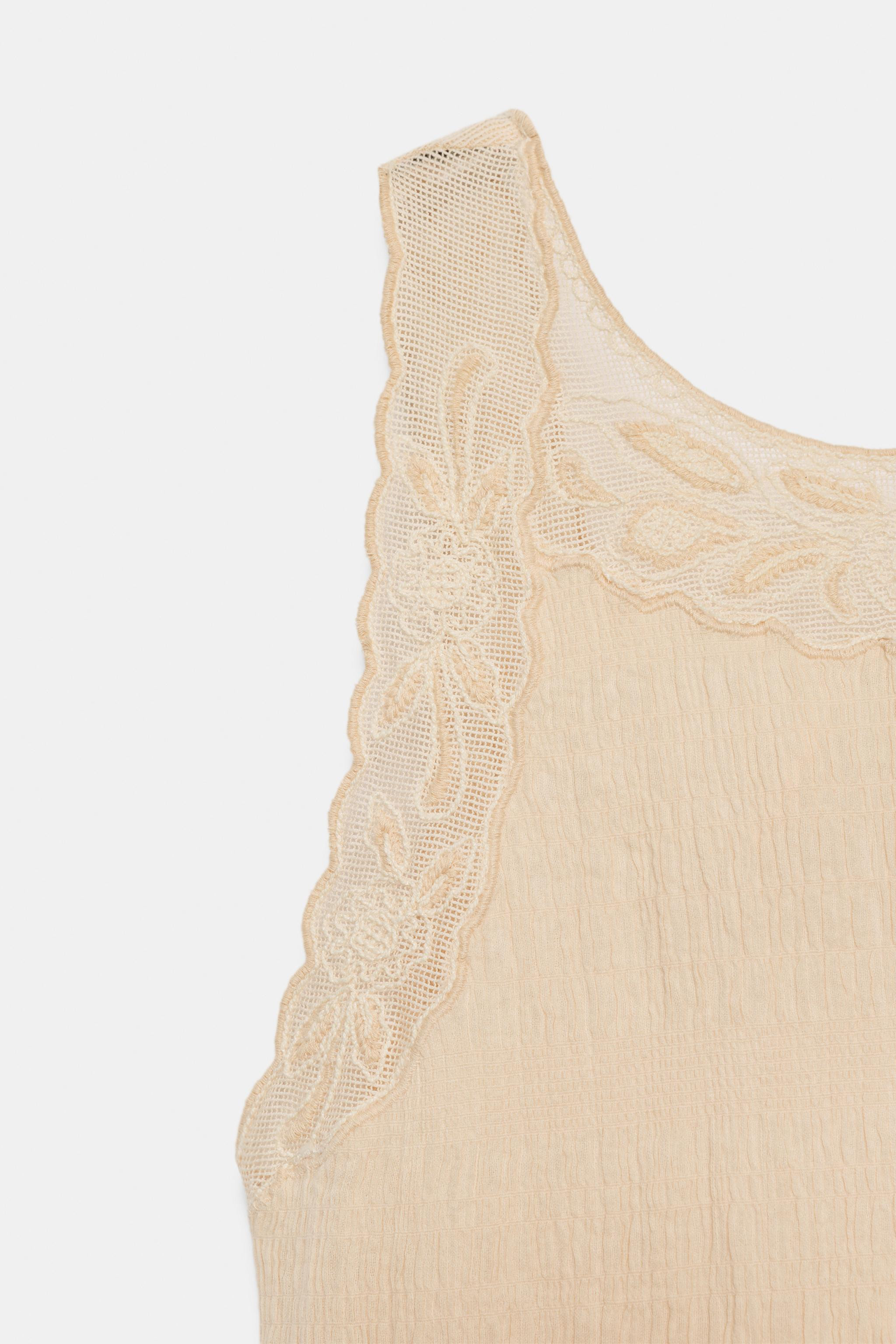 RUSTIC TOP WITH EMBROIDERY AND OPEN BACK | Zara UK