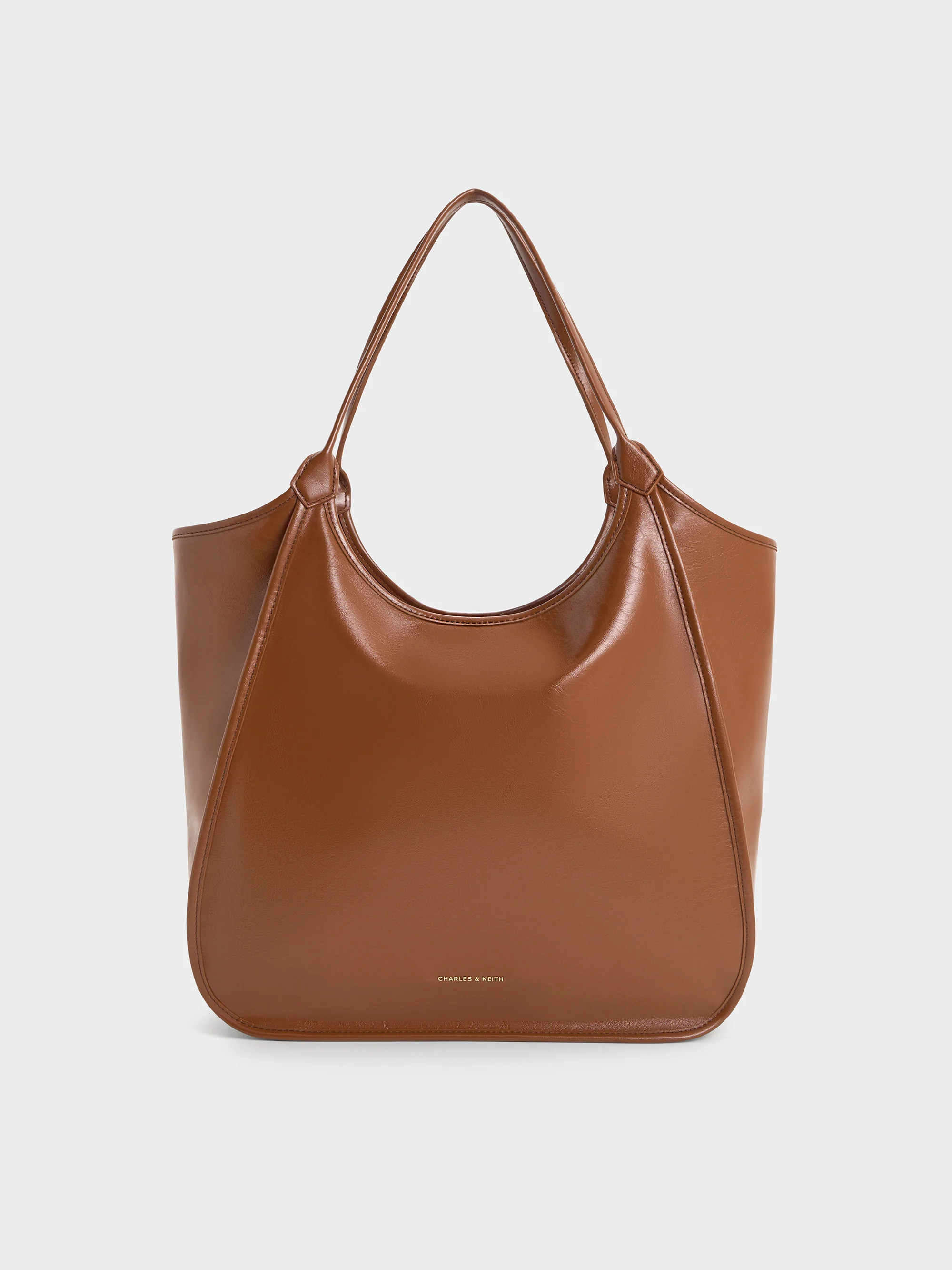 Chocolate Sianna Crinkle-Effect Slouchy Tote Bag | CHARLES & KEITH | Charles & Keith US
