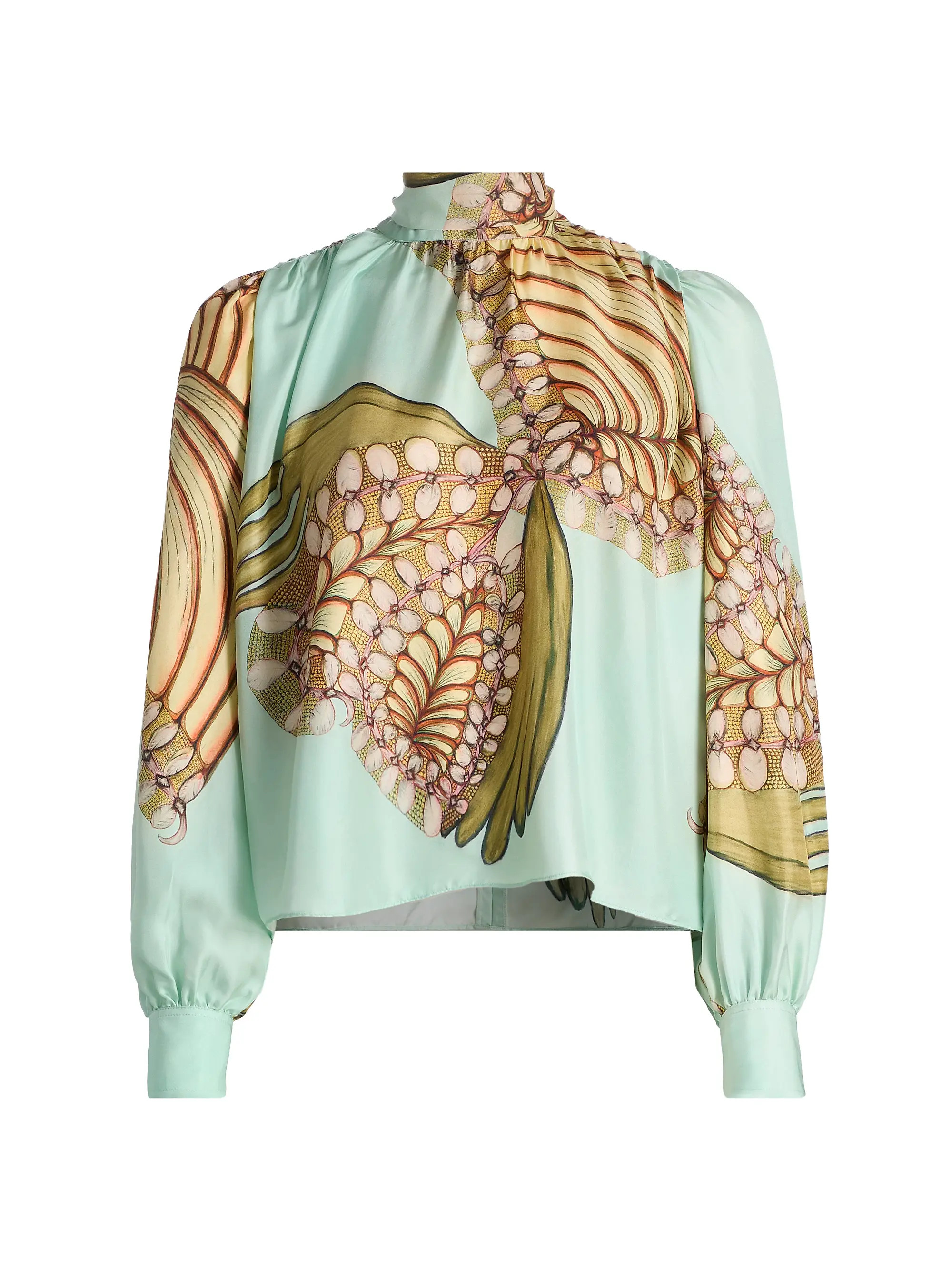 Anna Zemankova Ornament Printed Silk Blouse | Saks Fifth Avenue