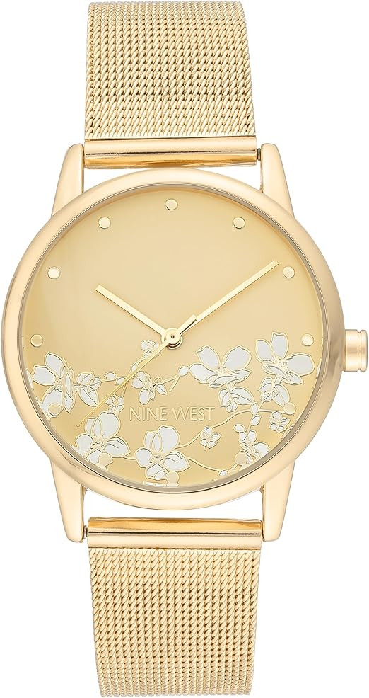 Nine West Women's Floral Dial Mesh Bracelet Watch | Amazon (US)