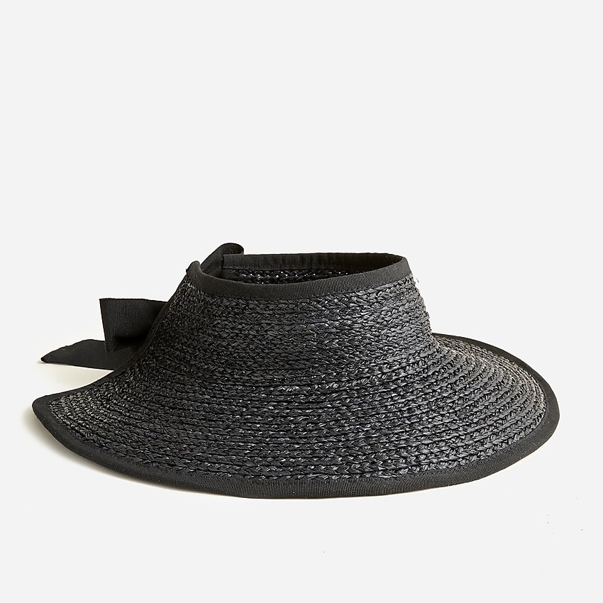 Limited-edition Monrowe™ X J.Crew straw visor with grosgrain tie | J. Crew US