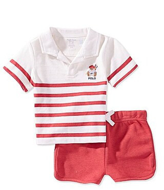 Ralph Lauren Baby Boys Short-Sleeve Polo Bear Jersey Shirt Terrycloth Shorts Set - 3 Months | Dillard's