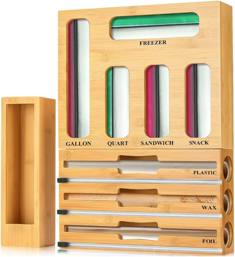 KALUHA Ziplock Bag Organizer Bamboo 9-in-1 | Gallon Quart Sandwich Snack Baggie Organizer for Dra... | Amazon (US)