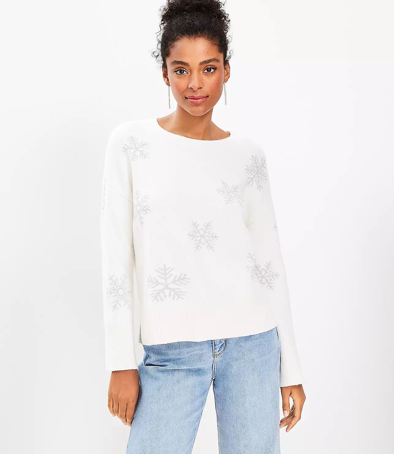 Shimmer Snowflake Sweater | LOFT