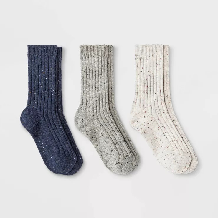 Women's Fine Ribbed Nep 3pk Crew Socks - Universal Thread™ | Target