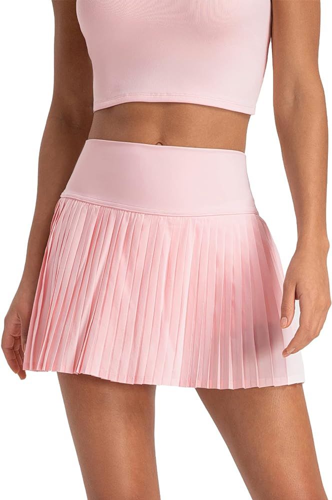 altiland Womens' Cool Feeling Pleated Tennis Athletic Running Mini Skirts with Shorts 3" | Amazon (US)