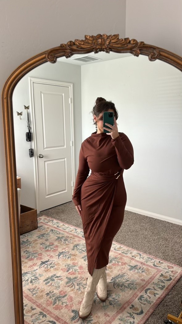 the perfect western chic wedding guest dress. size medium! all linked items are exact.

#LTKWedding #LTKootd #LTKMidsize

western style, western fashion, cowgirl chic, chocolate brown, mini dress, cowgirl boots 