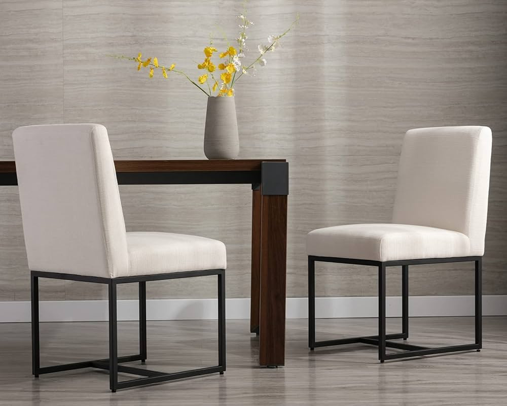 CIMOTA Modern Linen Dining Chair Set of 2, Mid Century Dining Room Chairs Fabric Padded Armless S... | Amazon (US)