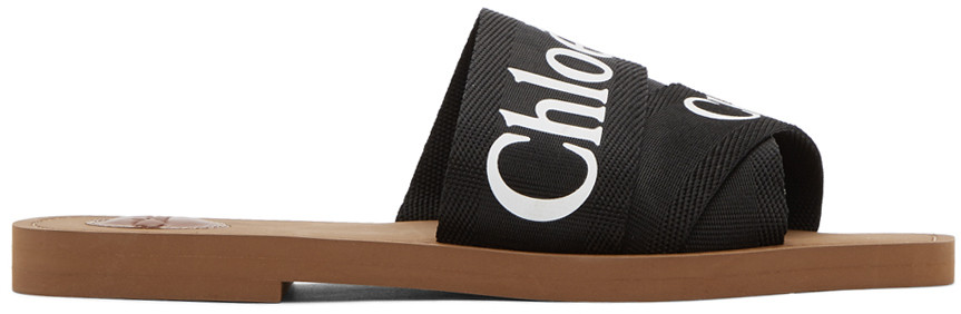 Black Woody Flat Sandals | SSENSE