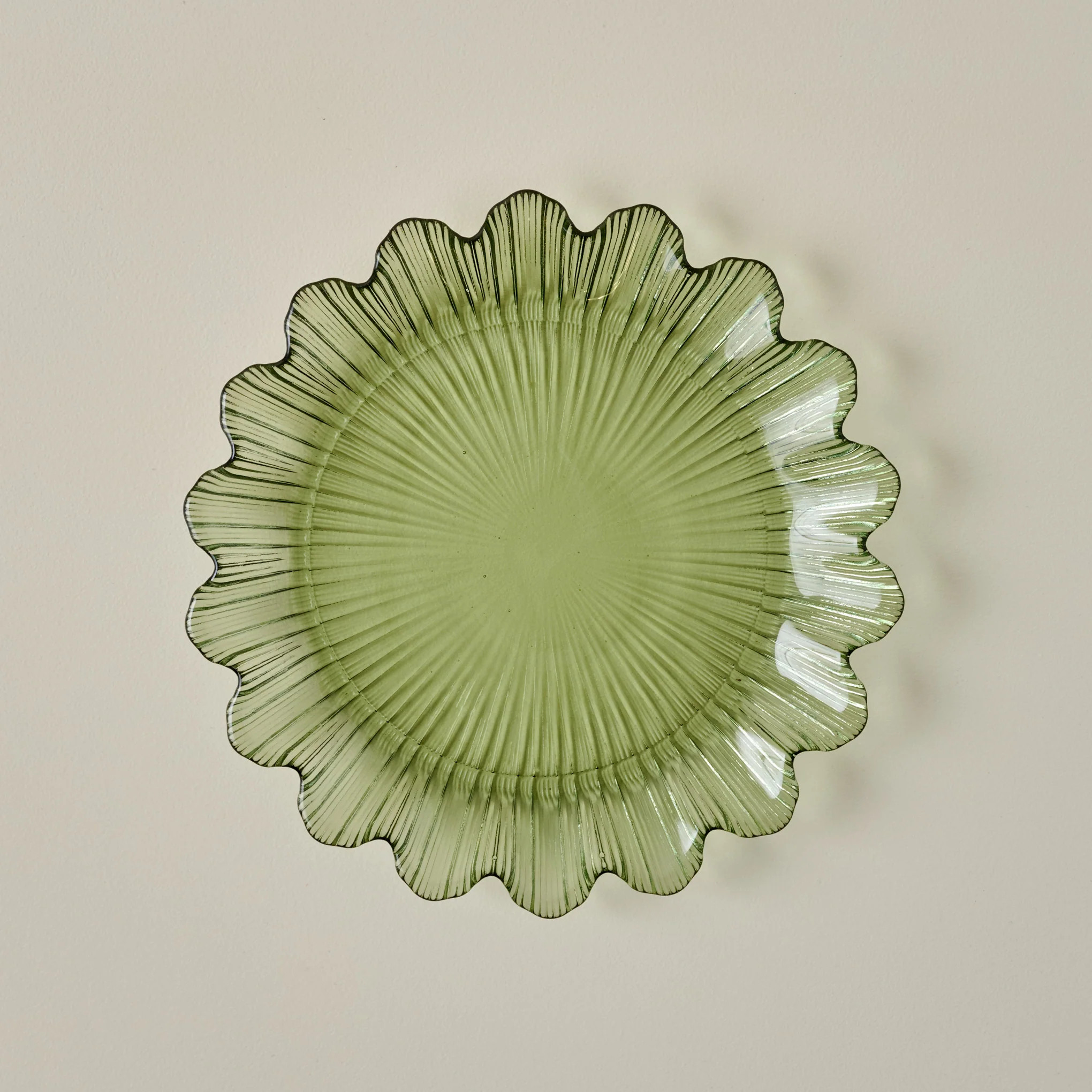 Emmeline Green Scalloped Glass Plate | Magnolia