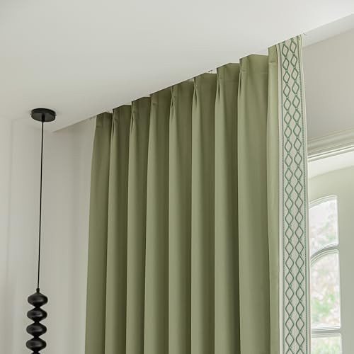 Luxury Curtains, Pinch Pleat, Wrinkle Free, Geometric Trim,Perfect for Stylish Living Rooms 2Pane... | Amazon (US)