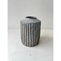 Danish Studio Grey Grooved Ceramic Vase. Handmade Stoneware Cylindrical Fluted Vase For A Small Bouquet | Etsy (US)