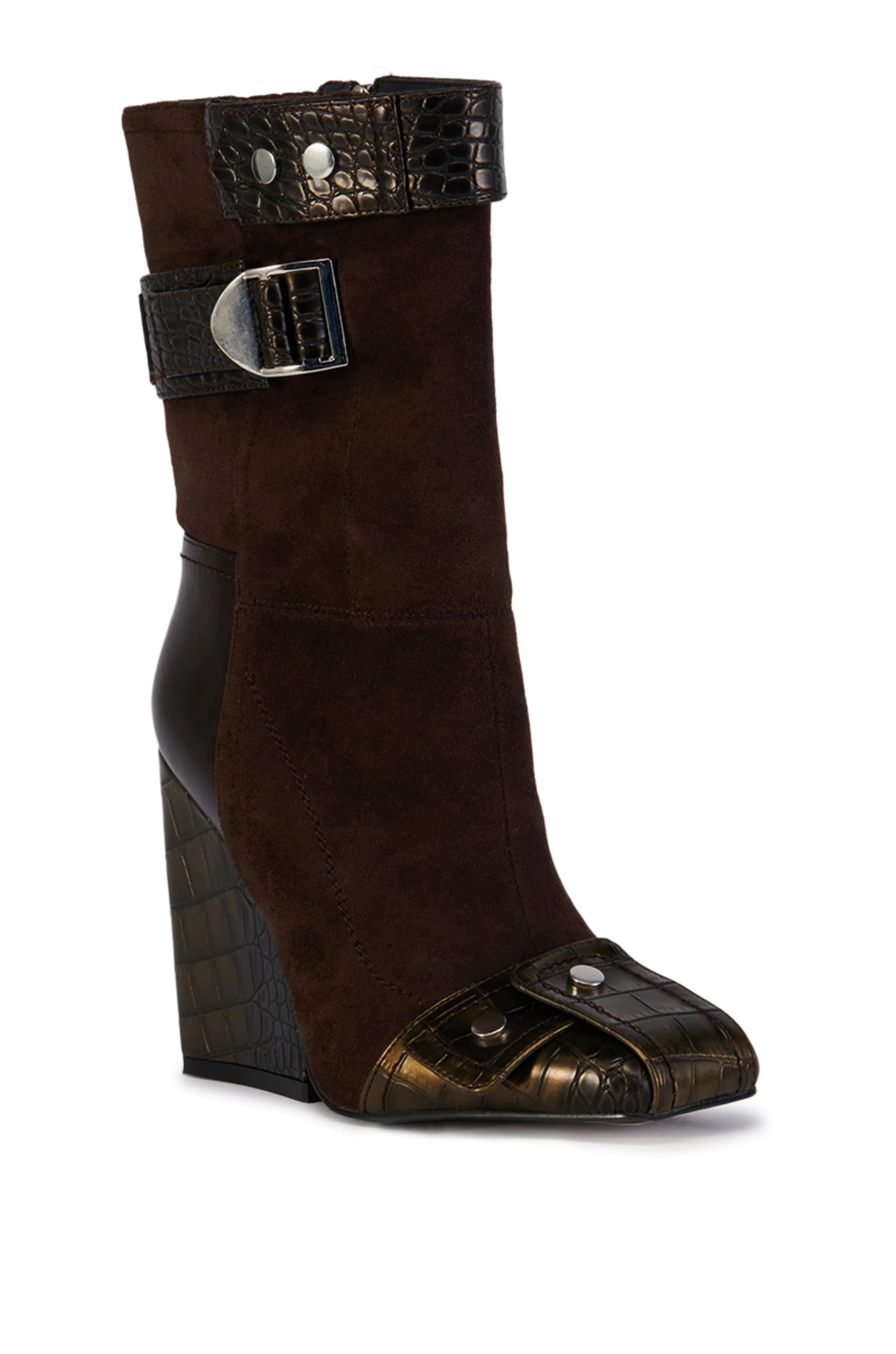 ALLONA-BROWN HEELED BOOTIE | Azalea Wang