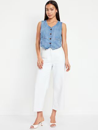 Extra High-Waisted Sky-Hi Wide-Leg Crop Jeans | Old Navy (US)