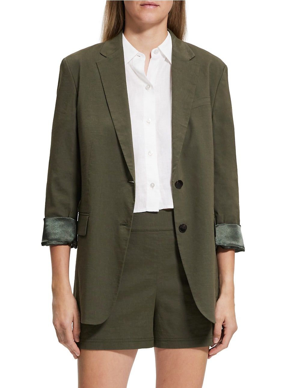 Linen Two-Button Boyfriend Jacket | Saks Fifth Avenue