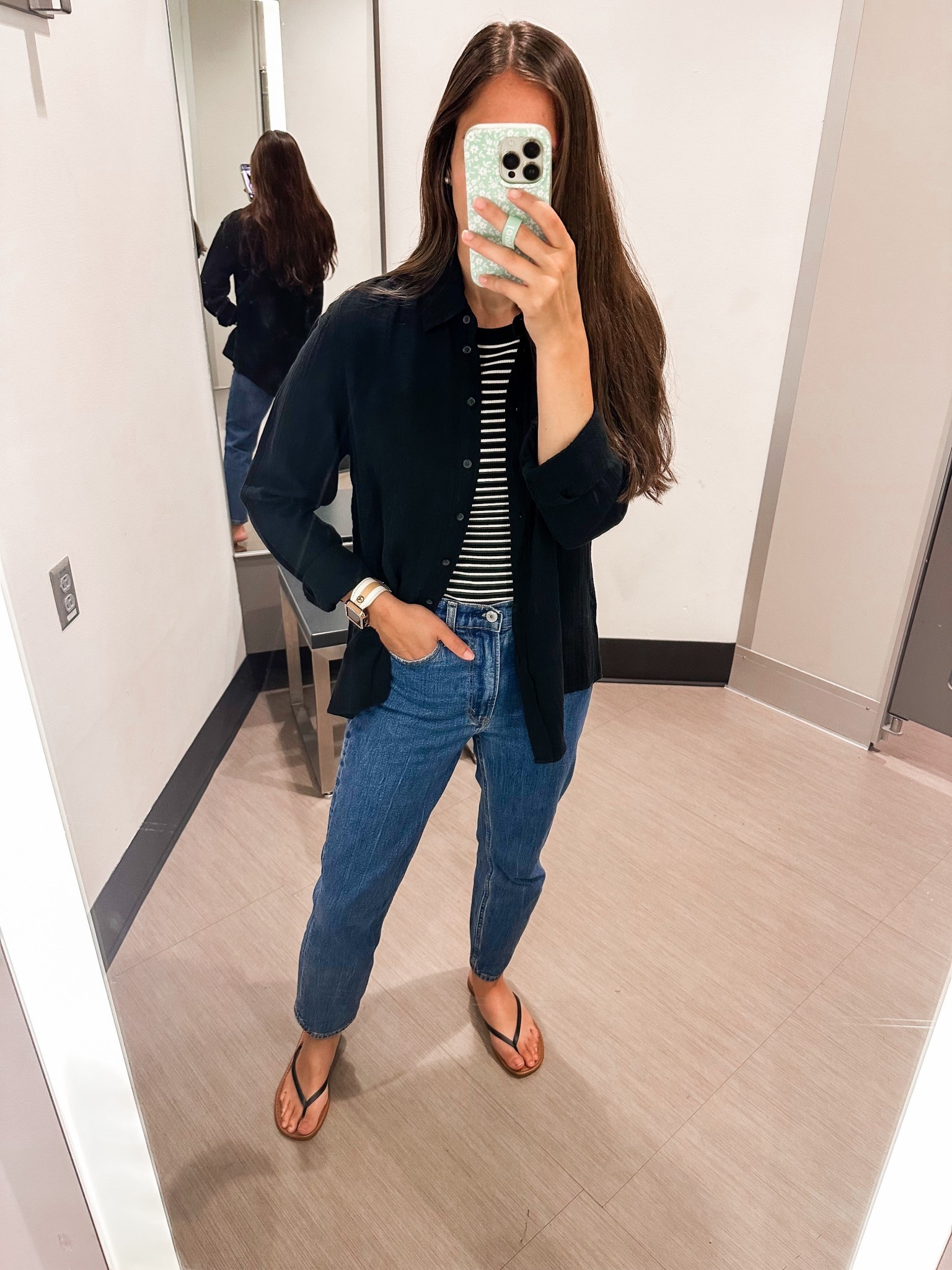 Perfect lightweight black button down! Size XS 
Denim tts short 

#LTKFindsUnder50 #LTKStyleTip #LTKFindsUnder100