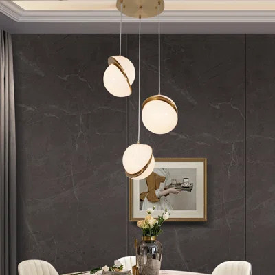 Modern Globe Chandeliers, 3-light White Glass Pendant Light | Wayfair North America