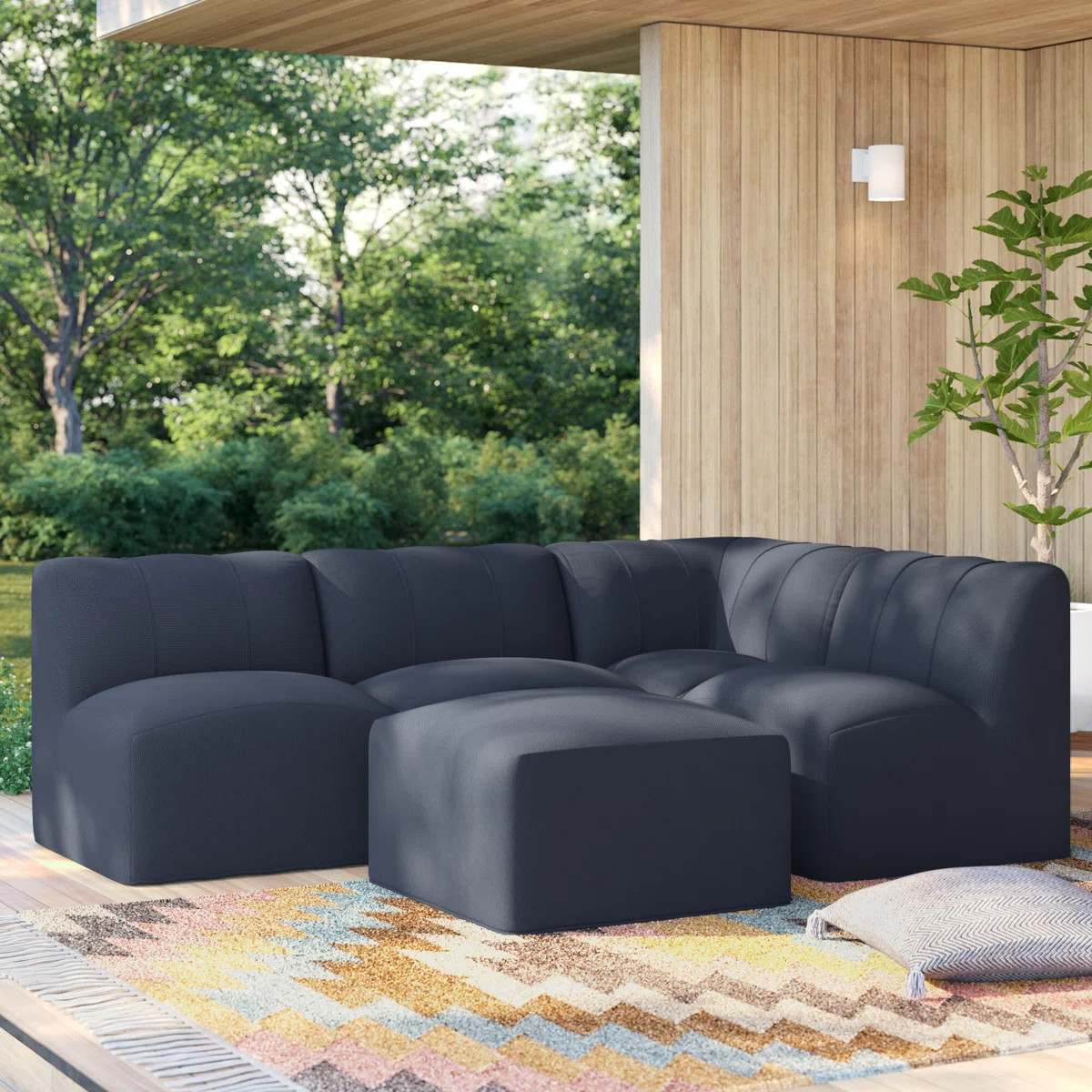 Praia 96" Sunbrella® Outdoor Sofa with Ottoman | Wayfair North America