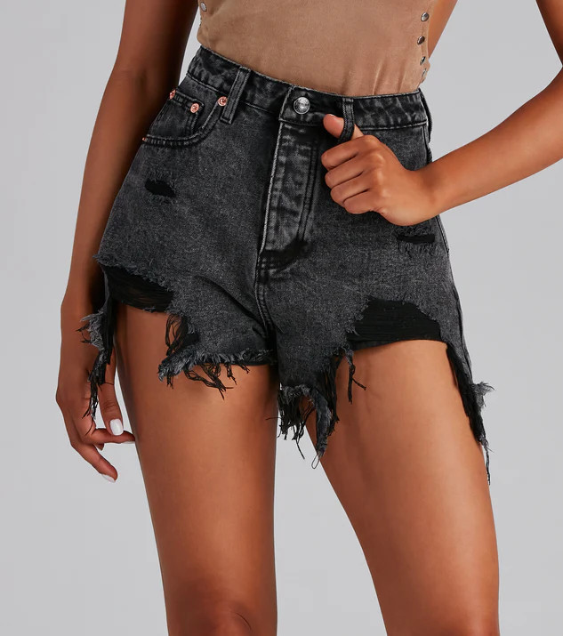Edgy Vibes Acid Wash Denim Shorts | Windsor Stores