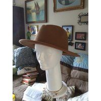 Fawn Brown Fedora, Cotton/Poly Felt, Satin Lining, Vintage 1990S | Etsy (US)