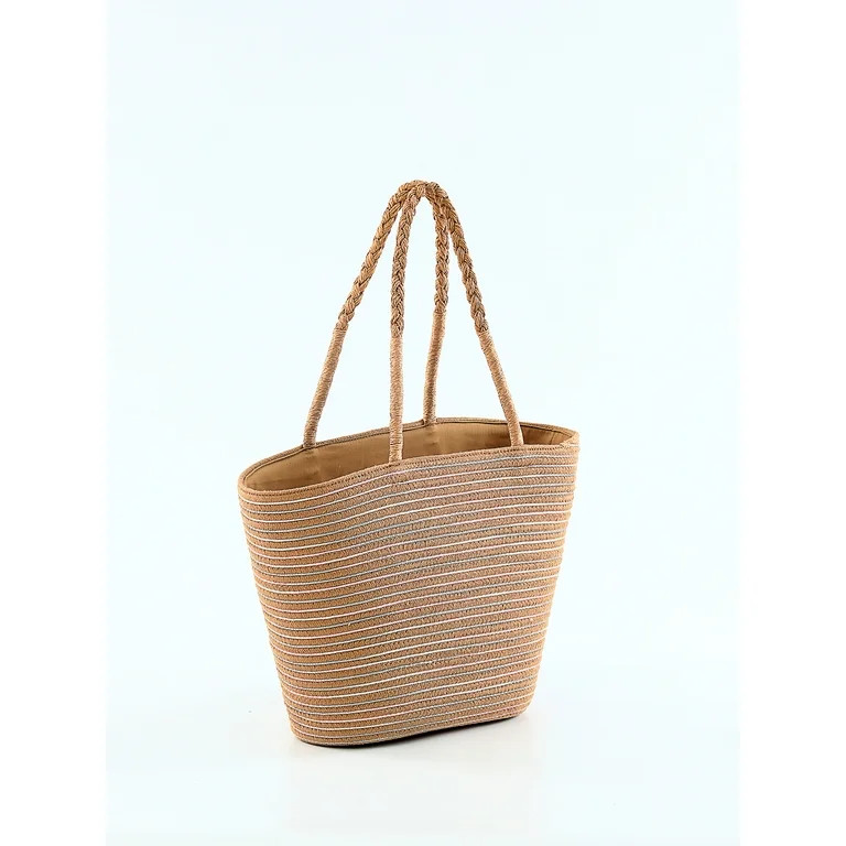 Time & Tru Women’s Corded Beach Tote Bag Natural | Walmart (US)