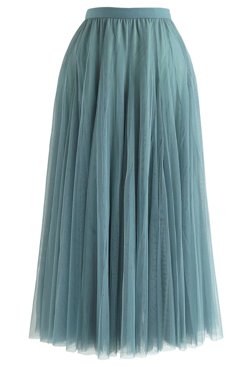 My Secret Garden Tulle Maxi Skirt in Turquoise | Chicwish