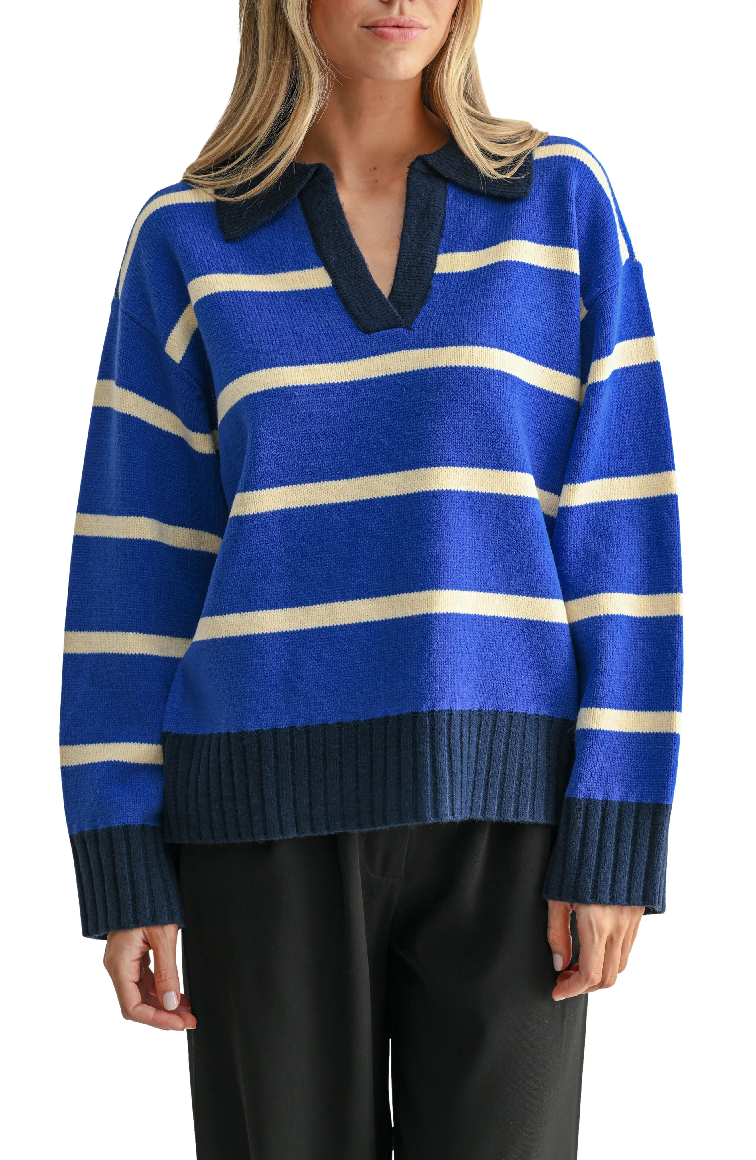 All in Favor Striped Polo Sweater (Women) | Nordstrom | Nordstrom